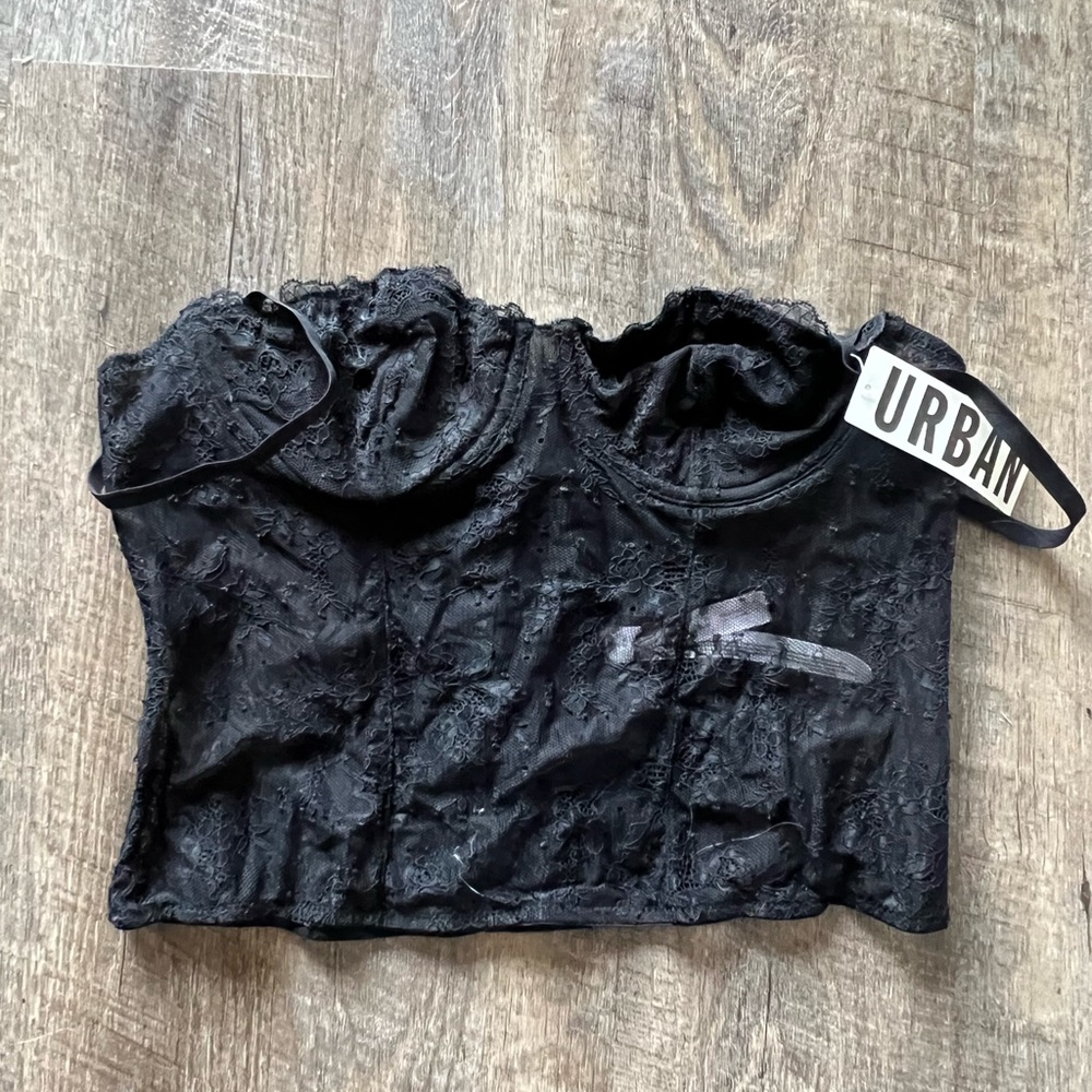 NWT Urban Outfitters Black Lace Bustier Top